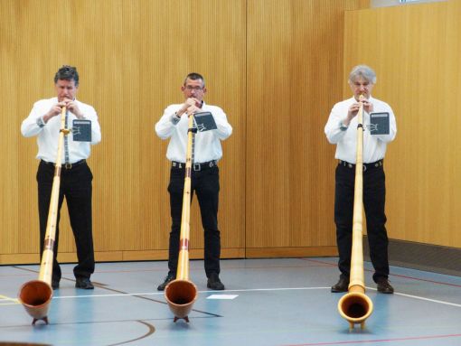 Die Alphorngruppe Roggwil sorgte für ein musikalisches Intermezzo. Foto: Stiftung 3FO (FK)